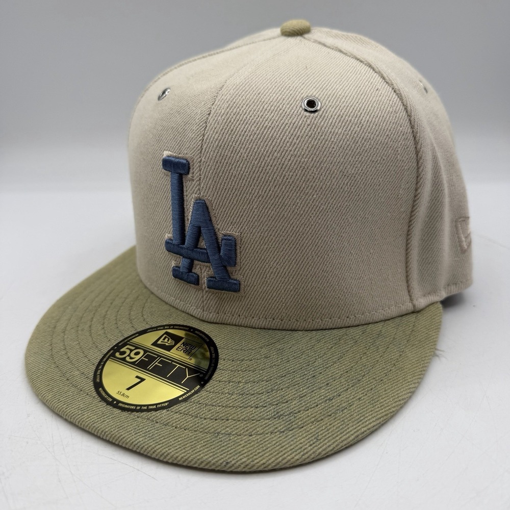 New Era 59Fifty Los Angeles Dodgers Hat Cap Sz 7 Sand/Sea Green 2 Tone Denim NWT